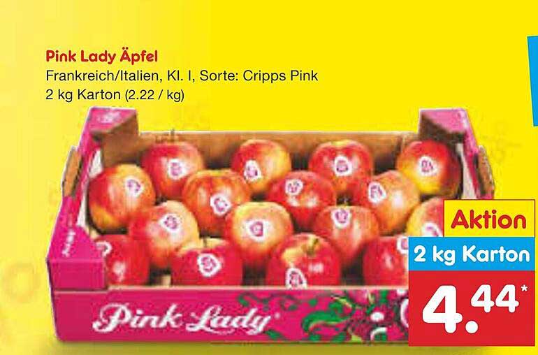 Pink Lady Äpfel 2 kg Karton für nur 4,44 €