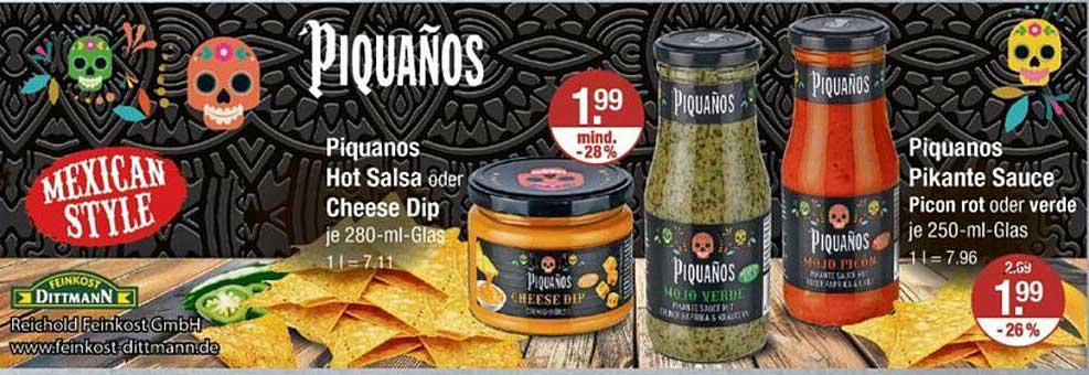 Piquanos Hot Salsa oder Cheese Dip je 280-ml-Glas