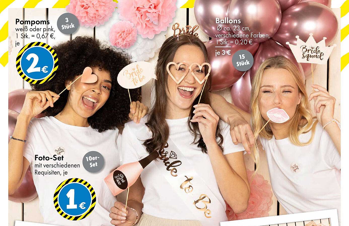 Pompoms, Foto-Set und Ballons für die perfekte Party