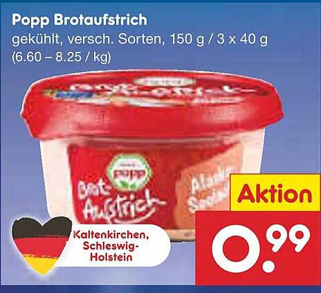 Popp Brotaufstrich, gekühlt, verschiedene Sorten, 150 g