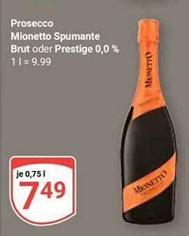 Prosecco Mionetto Spumante Brut oder Prestige 0,0 %