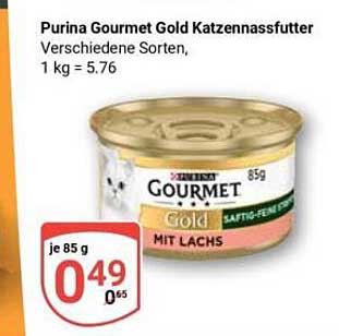 Purina Gourmet Gold Katzennassfutter mit Lachs, 85 g