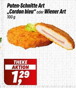 Puten-Schnitte Art „Cordon bleu“ oder Wiener Art 100 g