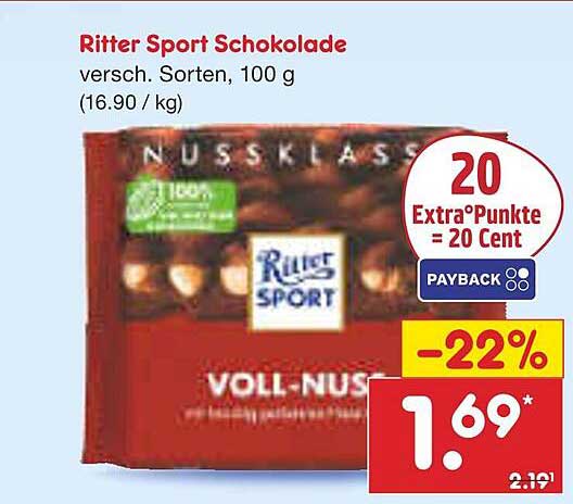 Ritter Sport Schokolade, versch. Sorten, 100 g