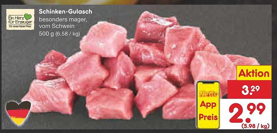 Schinken-Gulasch besonders mager, vom Schwein