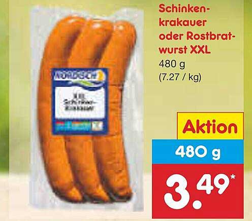 Schinkenkrakauer oder Rostbratwurst XXL 480 g