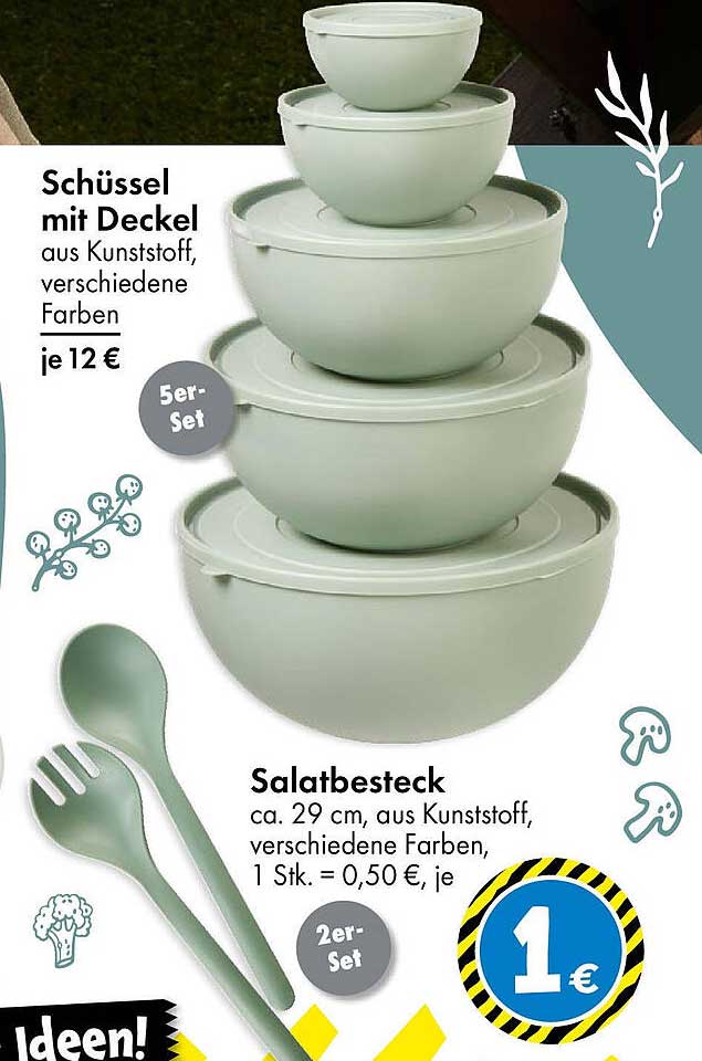 Schüssel mit Deckel aus Kunststoff, verschiedene Farben, je 12 €