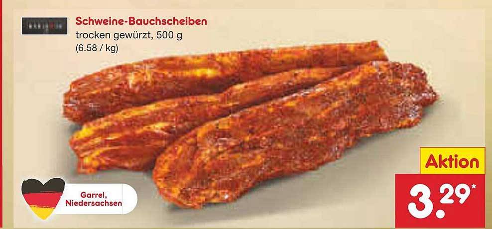 Schweine-Bauchscheiben trocken gewürzt, 500 g
