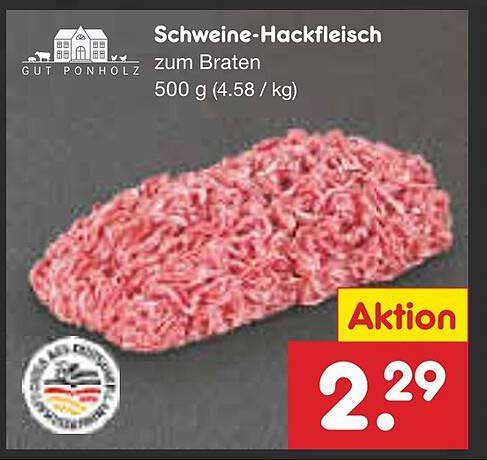 Schweine-Hackfleisch zum Braten 500 g (4.58 / kg)