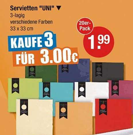 Servietten "UNI" - 3-lagig in verschiedenen Farben (20er-Pack)