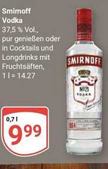 Smirnoff Vodka 0,7 L - 37,5 % Vol.