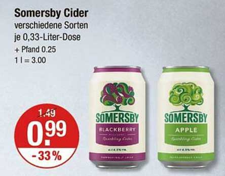 Somersby Cider verschiedene Sorten je 0,33-Liter-Dose