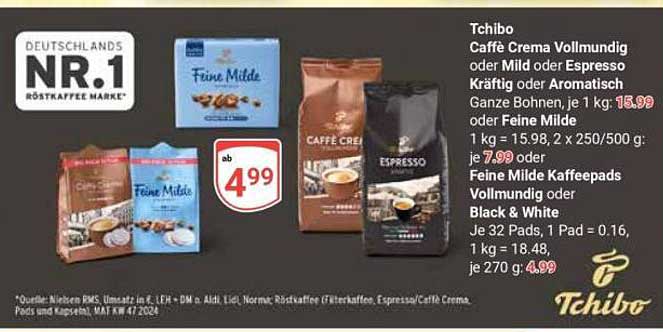Tchibo Caffè Crema Vollmundig oder Mild oder Espresso