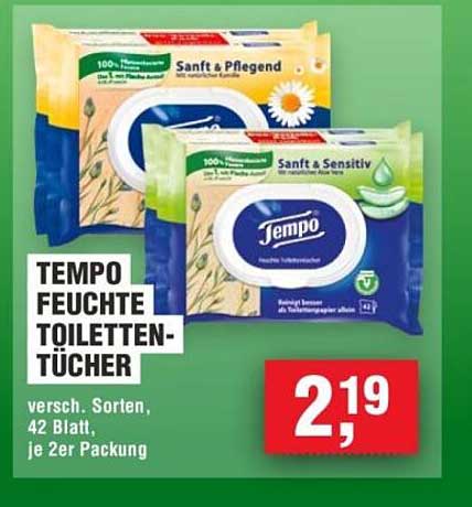 TEMPO Feuchte Toilettentücher, verschiedene Sorten, 42 Blatt, je 2er Packung