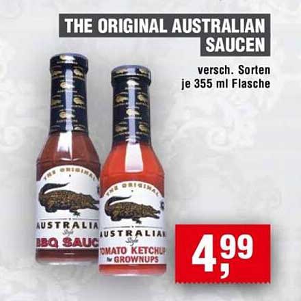 THE ORIGINAL AUSTRALIAN SAUCEN - versch. Sorten je 355 ml Flasche