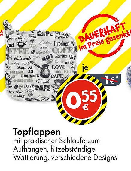 Topflappen mit praktischer Schlaufe zum Aufhängen