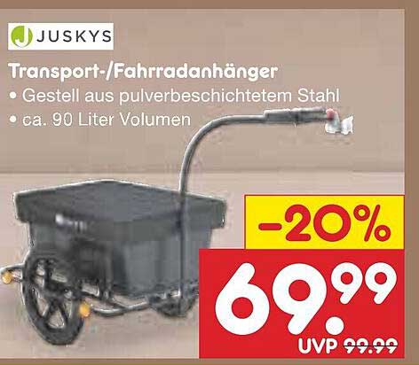 Transport-/Fahrradanhänger von Juskys - Jetzt 20% günstiger!