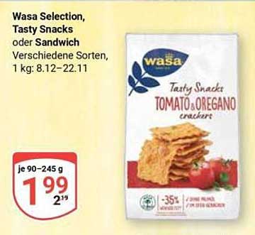 Wasa Selection, Tasty Snacks oder Sandwich