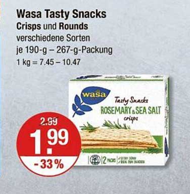 Wasa Tasty Snacks - Crisps und Rounds in verschiedenen Sorten