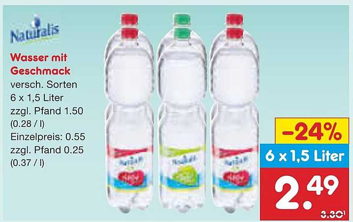 Wasser mit Geschmack 6 x 1,5 Liter von Naturalis