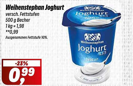 Weihenstephan Joghurt 500 g Becher – Nur 0,99 €