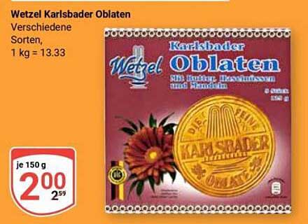 Wetzel Karlsbader Oblaten - Verschiedene Sorten