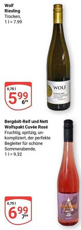 Wolf Riesling Trocken 0,75 l für 5,49 €