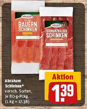 Abraham Schinken* versch. Sorten, je 80-g-Pckg.