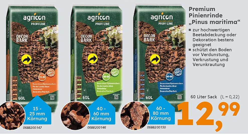 Agricon Premium Pinienrinde 60L – Dekor Bark