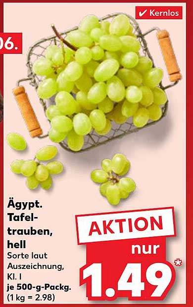 Ägyptische Tafeltrauben, hell, 500 g