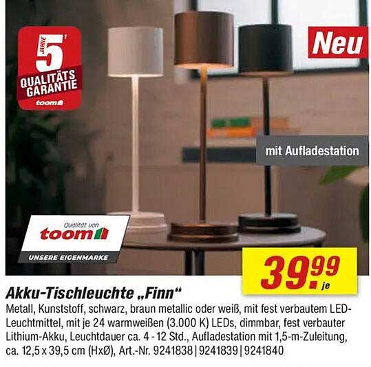 Akku-Tischleuchte „Finn“