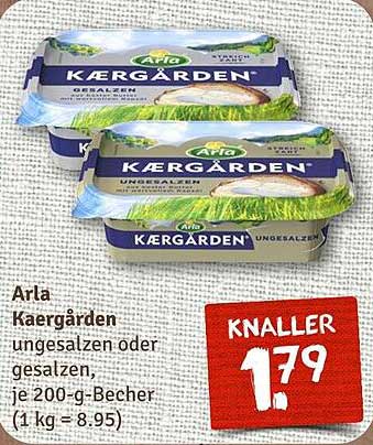 Arla Kærgården ungesalzen oder gesalzen, je 200-g-Becher