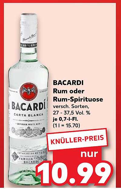 BACARDI Rum oder Rum-Spirituose 0,7 l - Knüller-Preis
