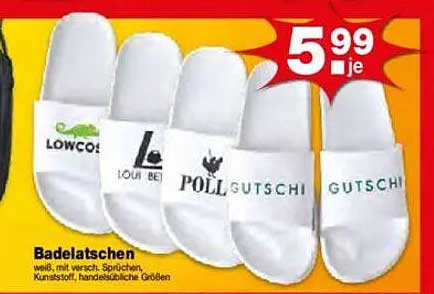 Badelatschen weiß mit verschiedenen Sprüchen