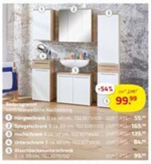 Badmöbelset mit integrierter Waschbeckenablage