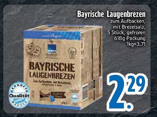 Bayrische Laugenbrezen zum Aufbacken, mit Brezelsalz, 5 Stück, gefroren