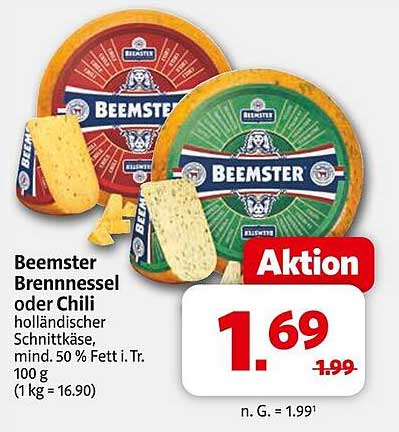 Beemster Brennnessel oder Chili holländischer Schnittkäse