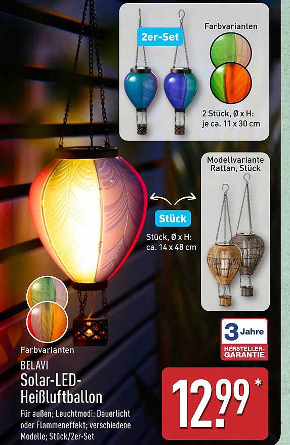 BELAVI Solar-LED-Heiße Luftballon 2er-Set