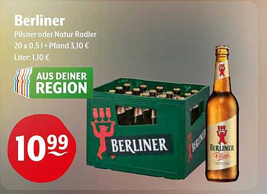 Berliner Pilsner oder Natur Radler 20 x 0,5 l