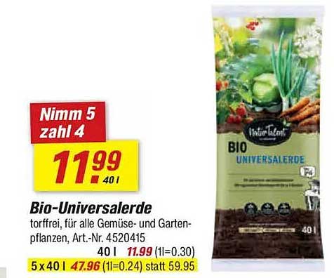 Bio-Universalerde 40 l – Nimm 5 zahl 4