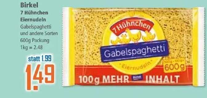 Birkel 7 Hühnen Eiernudeln Gabelspaghetti 600g
