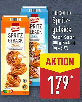 Biscotto Spritzgebäck - verschiedene Sorten vom Aldi Nord-Prospekt