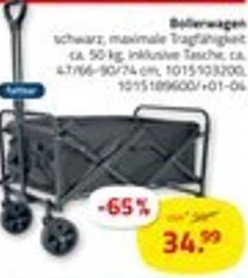Bollerwagen schwarz, maximale Tragfähigkeit ca. 50 kg, inklusive Tasche