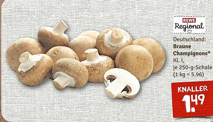 Braune Champignons (Kl. I) 250 g – nur 1,49 €