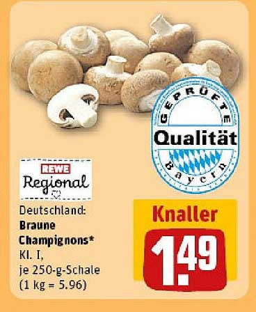 Braune Champignons* Kl. I, je 250-g-Schale