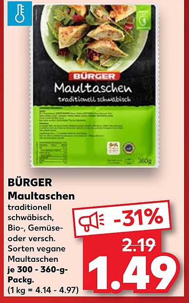 BÜRGER Maultaschen traditionell schwäbisch, Bio-, Gemüse- oder verschiedene Sorten