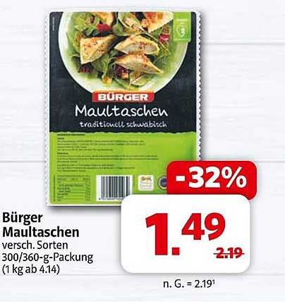 Bürger Maultaschen - Verschiedene Sorten 300/360 g-Packung