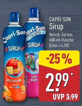 CAPRI-SUN Sirup – Verschiedene Sorten; 600-ml-Flasche