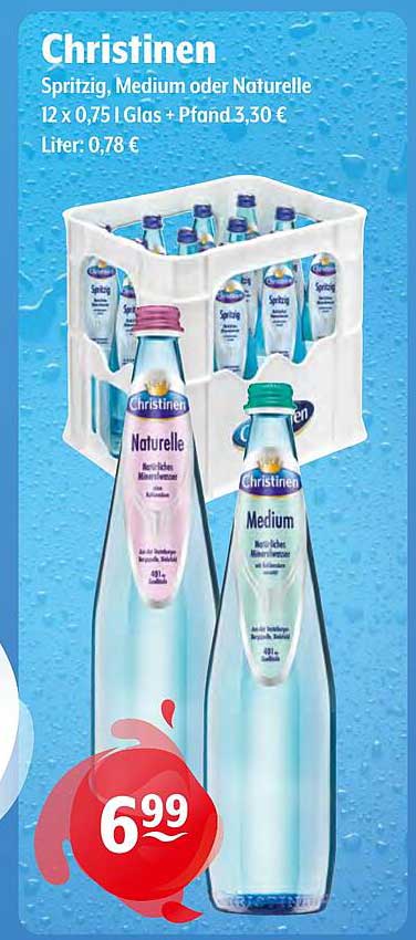 Christinen Spritzig, Medium oder Naturelle 12 x 0,75 l Glas + Pfand