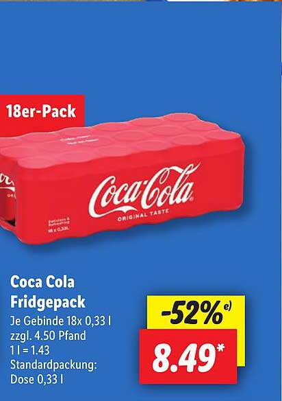 Coca Cola Fridgepack 18er-Pack